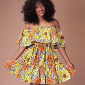 Grass-fields Meria Off-Shoulder African Dress